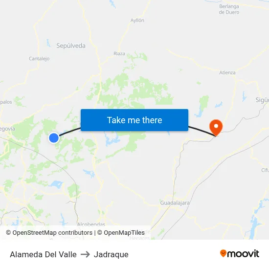 Alameda Del Valle to Jadraque map