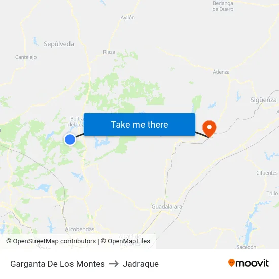 Garganta De Los Montes to Jadraque map