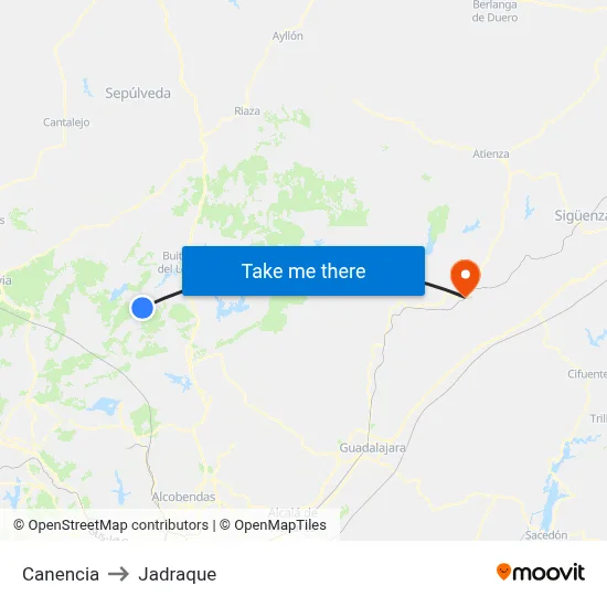 Canencia to Jadraque map