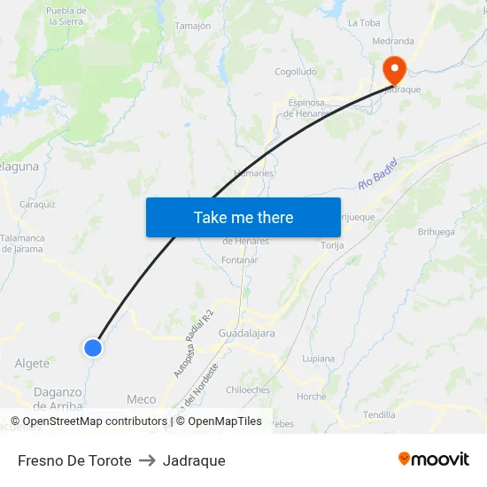 Fresno De Torote to Jadraque map
