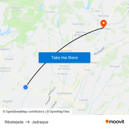 Ribatejada to Jadraque map