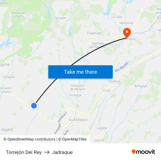 Torrejón Del Rey to Jadraque map