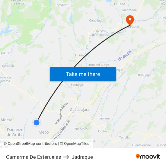 Camarma De Esteruelas to Jadraque map