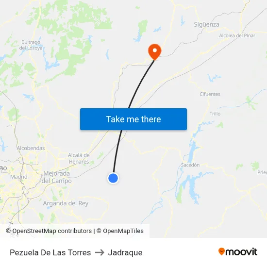 Pezuela De Las Torres to Jadraque map