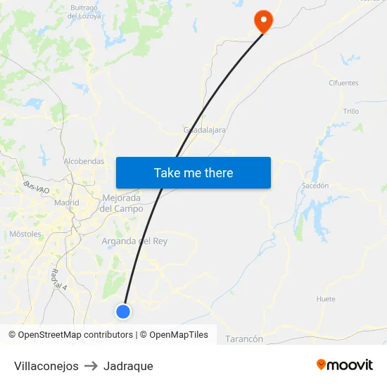 Villaconejos to Jadraque map