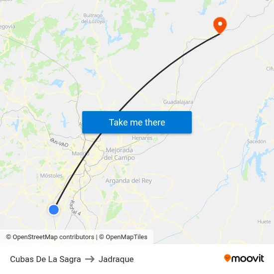 Cubas De La Sagra to Jadraque map