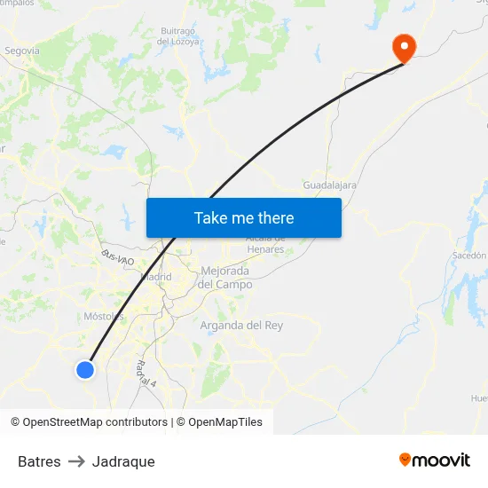 Batres to Jadraque map