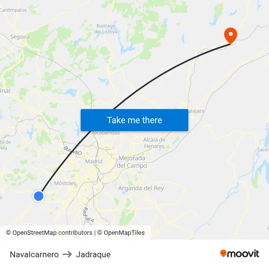 Navalcarnero to Jadraque map