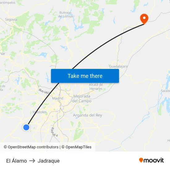 El Álamo to Jadraque map