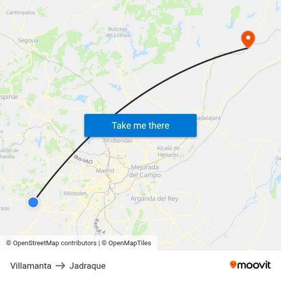 Villamanta to Jadraque map