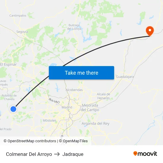 Colmenar Del Arroyo to Jadraque map