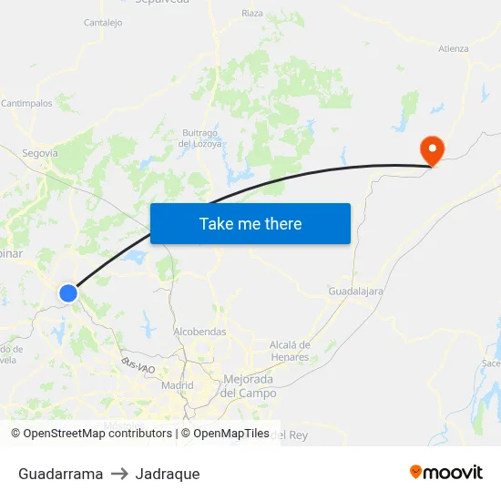 Guadarrama to Jadraque map