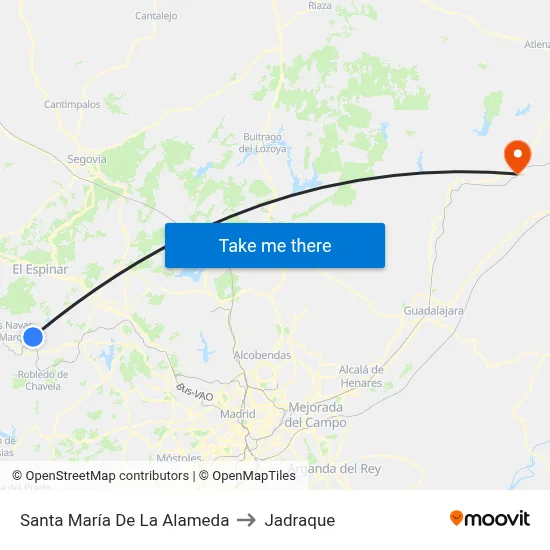 Santa María De La Alameda to Jadraque map