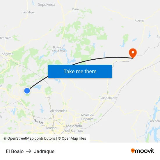 El Boalo to Jadraque map