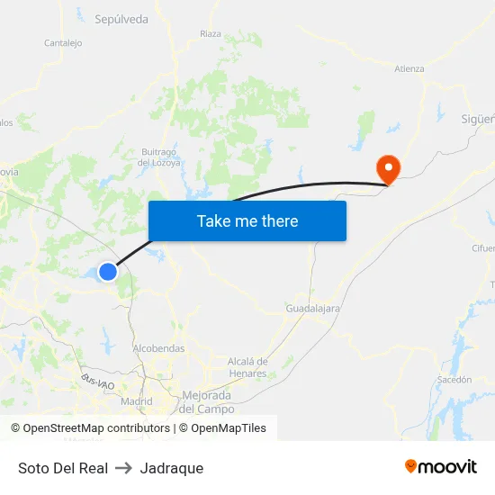 Soto Del Real to Jadraque map