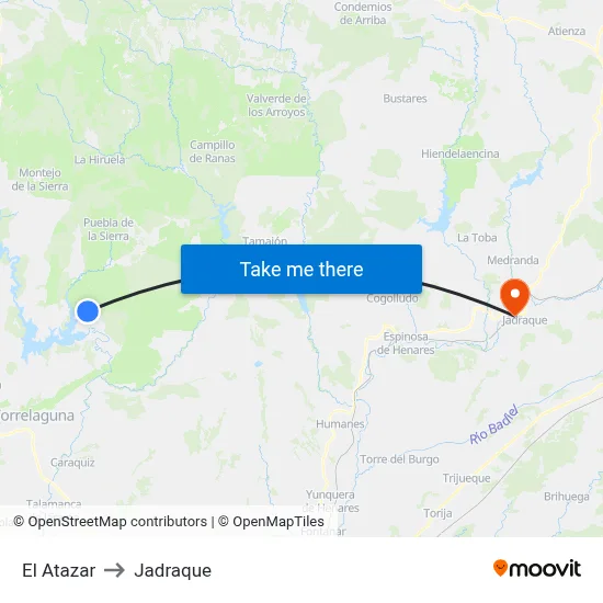 El Atazar to Jadraque map