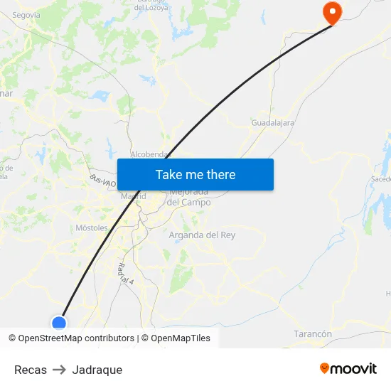 Recas to Jadraque map