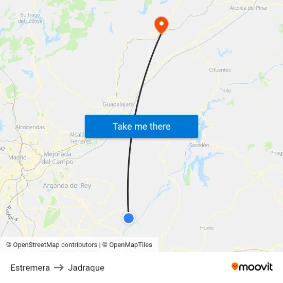 Estremera to Jadraque map