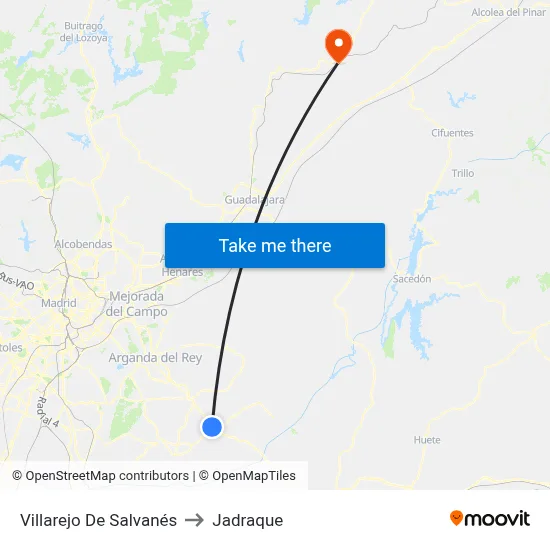 Villarejo De Salvanés to Jadraque map