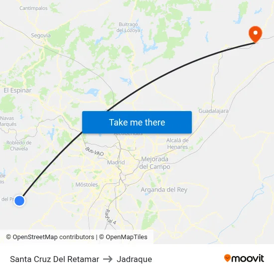 Santa Cruz Del Retamar to Jadraque map