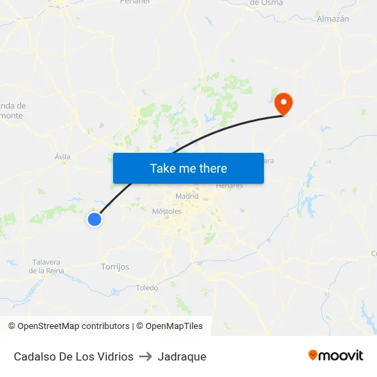 Cadalso De Los Vidrios to Jadraque map