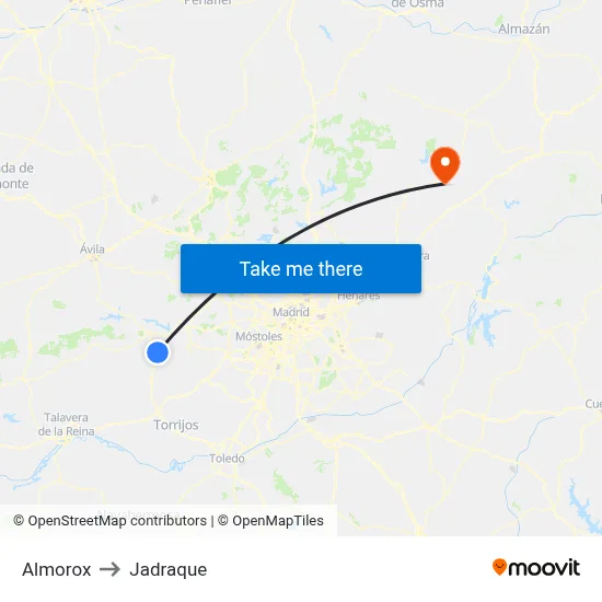 Almorox to Jadraque map