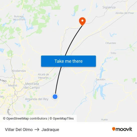 Villar Del Olmo to Jadraque map