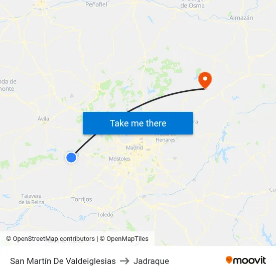 San Martín De Valdeiglesias to Jadraque map