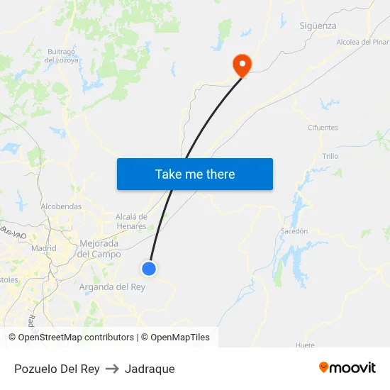 Pozuelo Del Rey to Jadraque map