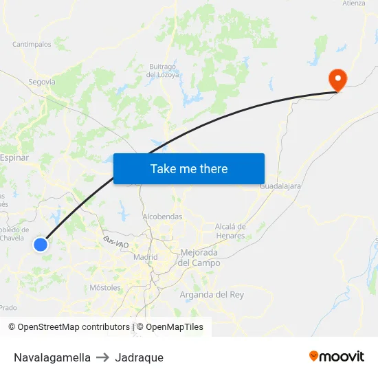 Navalagamella to Jadraque map