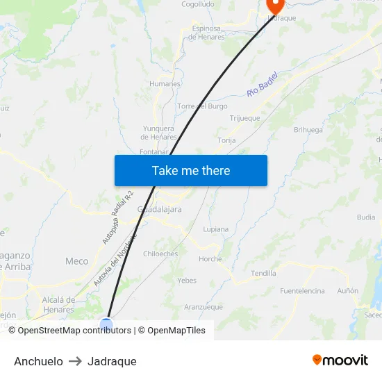 Anchuelo to Jadraque map
