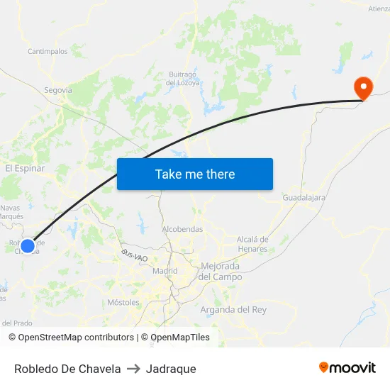 Robledo De Chavela to Jadraque map