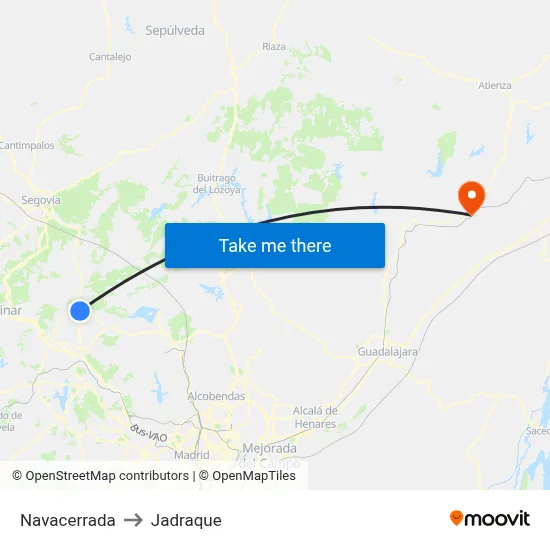 Navacerrada to Jadraque map