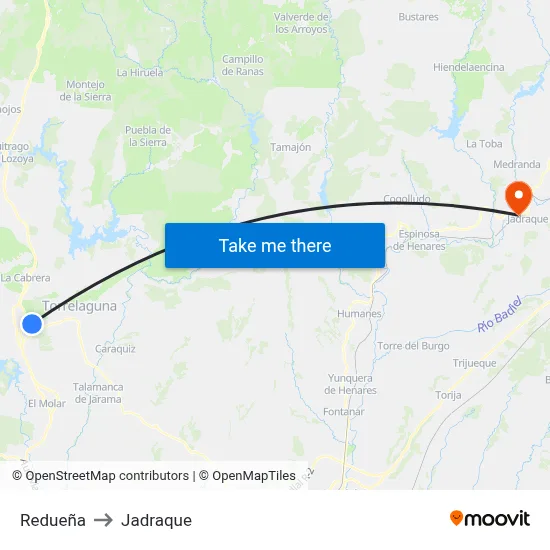 Redueña to Jadraque map