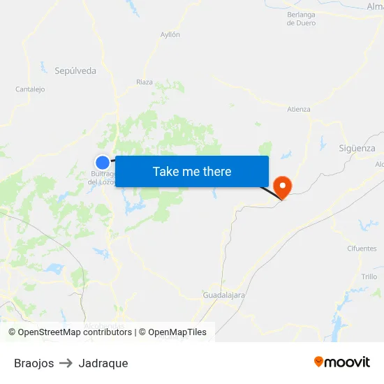 Braojos to Jadraque map