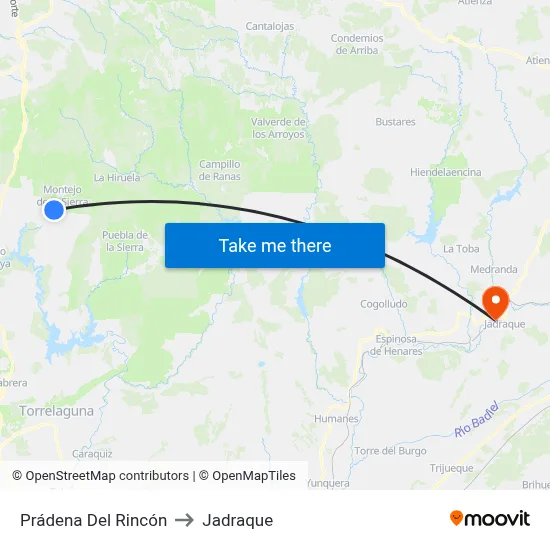 Prádena Del Rincón to Jadraque map