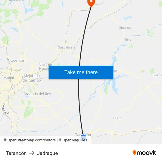 Tarancón to Jadraque map