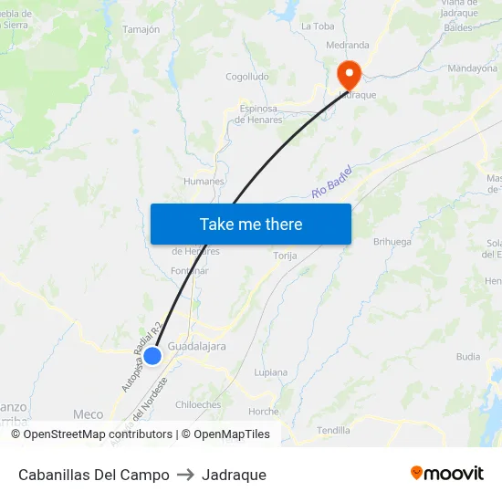 Cabanillas Del Campo to Jadraque map
