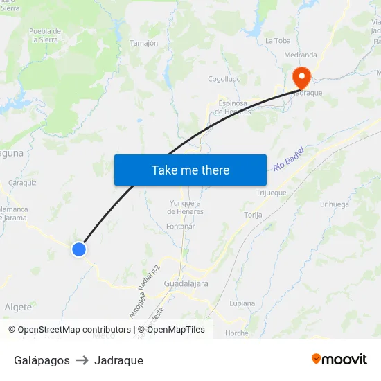Galápagos to Jadraque map