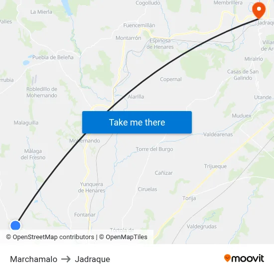 Marchamalo to Jadraque map