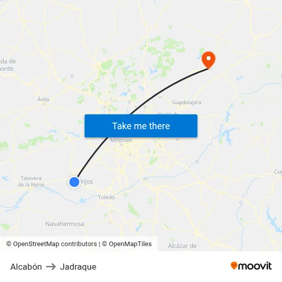 Alcabón to Jadraque map