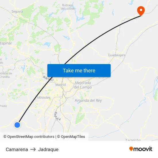 Camarena to Jadraque map