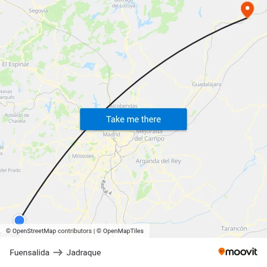 Fuensalida to Jadraque map