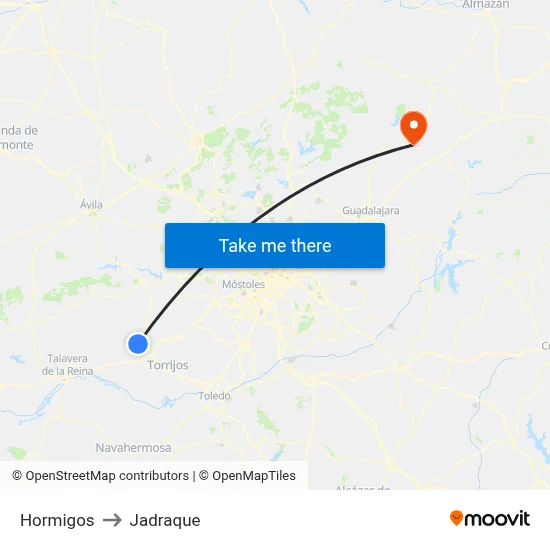 Hormigos to Jadraque map