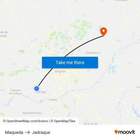 Maqueda to Jadraque map