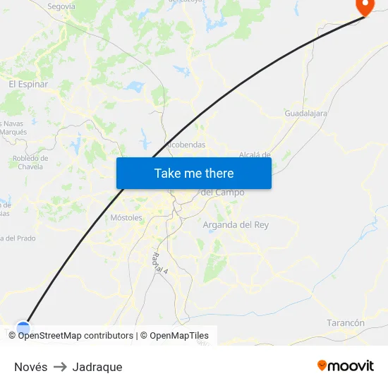 Novés to Jadraque map
