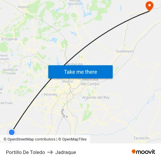 Portillo De Toledo to Jadraque map