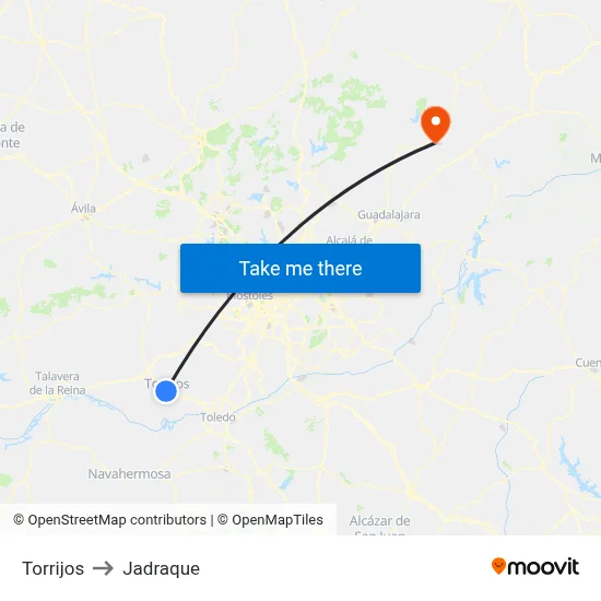 Torrijos to Jadraque map