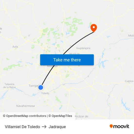 Villamiel De Toledo to Jadraque map