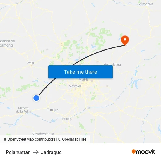 Pelahustán to Jadraque map